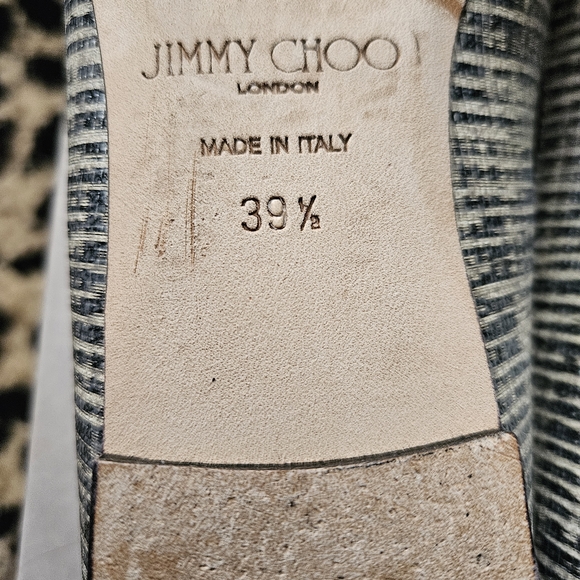 Jimmy Choo Women's Black and White Leather Flats SZ 39 1/2 Like New. - Picture 8 of 10